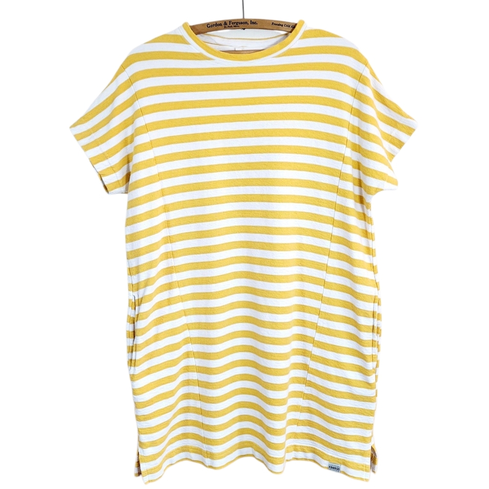 KOMODO Organic Cotton Yasuko Yellow Striped Tee Pullover Mini Dress XS / Small - Picture 4 of 13